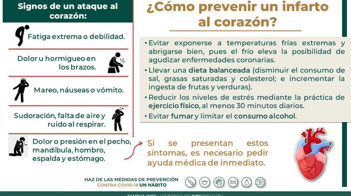 Informa IMSS chihuahua sobre bajas temperaturas que pueden causar infartos