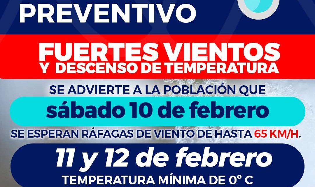 Prevén ráfagas de viento y bajas temperaturas el fin de semana