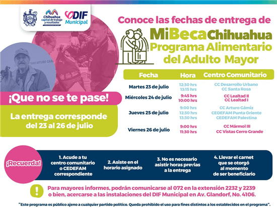 Acude por tu entrega PAAM del 23 al 26 de julio