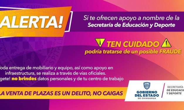 Alerta Estado por estafas a nombre de la Secretaría de Educación y Deporte