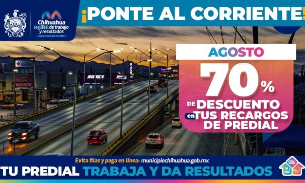 70% de descuento en recargos del Impuesto Predial