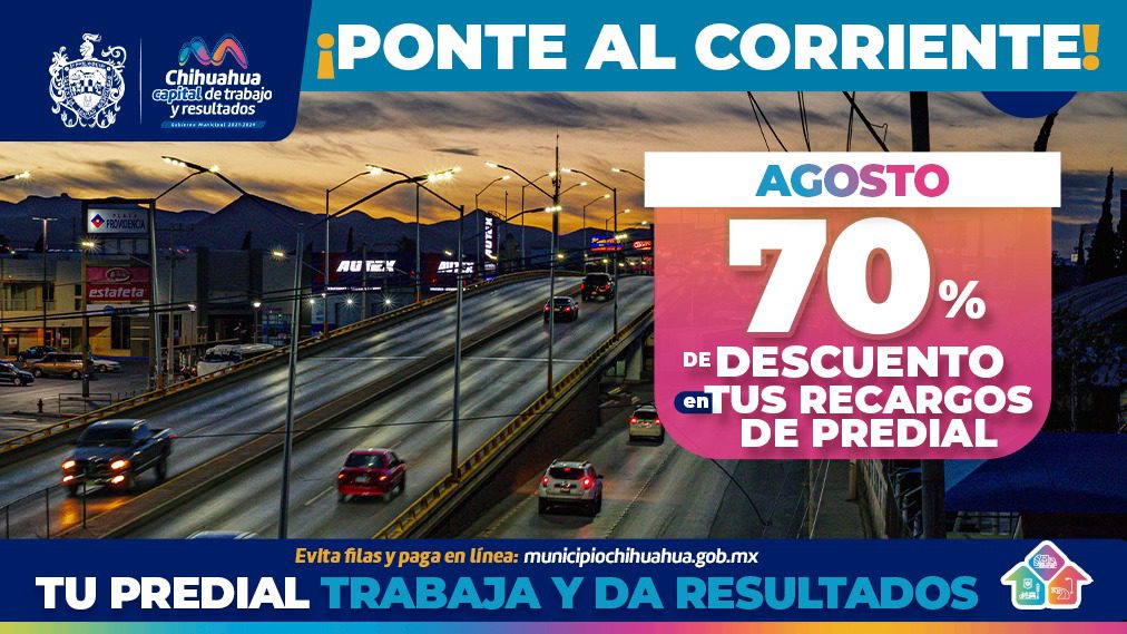70% de descuento en recargos del Impuesto Predial