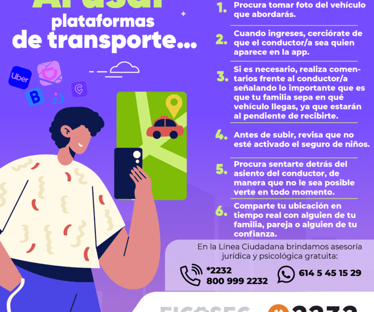 Comparte FICOSEC recomendaciones al usar plataformas de transporte