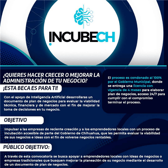 Invitan a formar parte de INCUBECH para la creación de un plan de negocios