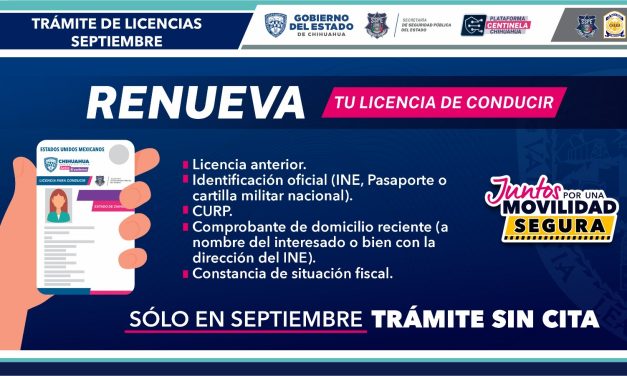 Invitan a renovar licencia de conducir sin cita durante septiembre