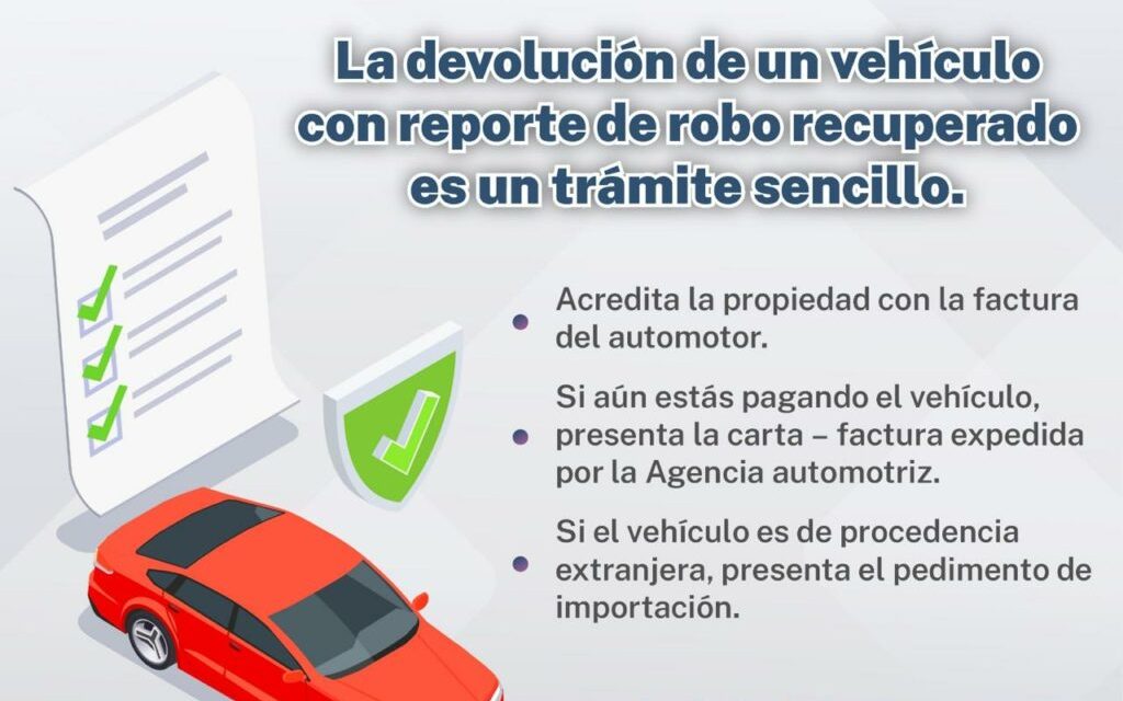 La devolución de un vehículo con reporte de robo recuperado es un trámite sencillo