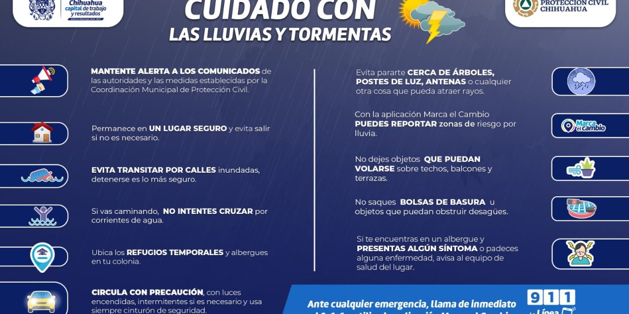 Alerta Coordinación de Protección Civil Municipal por lluvias para esta tarde