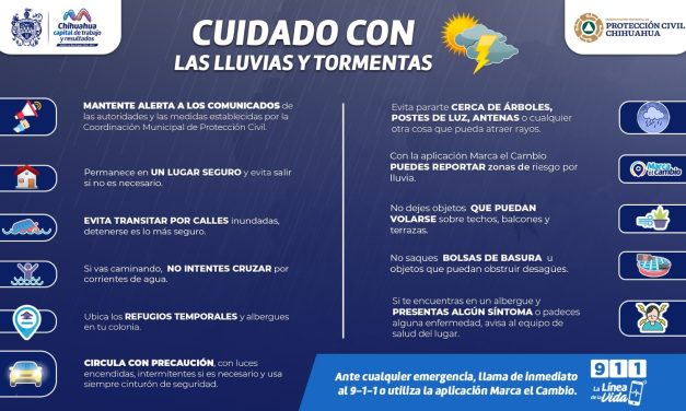 Alerta Coordinación de Protección Civil Municipal por lluvias para esta tarde