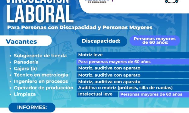 Anuncian más vacantes para adultos mayores y personas con discapacidad