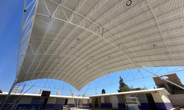 Lleva 85% de avance construcción de domo en la Escuela Primaria Margarita Maza de Juárez