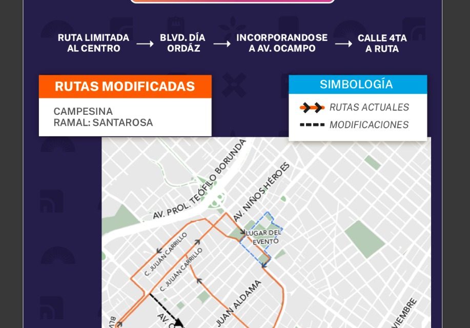 Modifican temporalmente rutas de transporte por inauguración del Festival Internacional Chihuahua