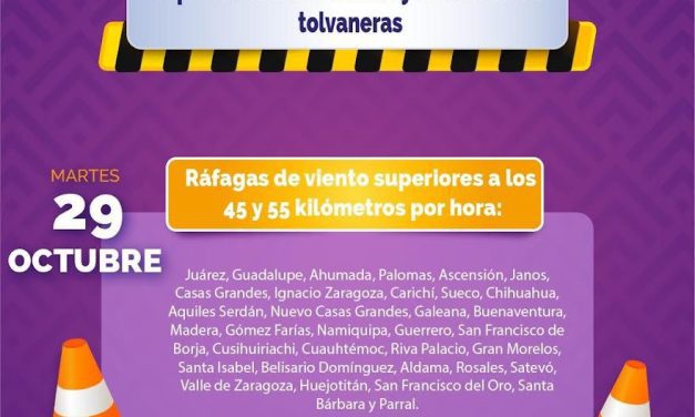 Pronostica CEPC vientos de hasta 65 km/h para este inicio de semana