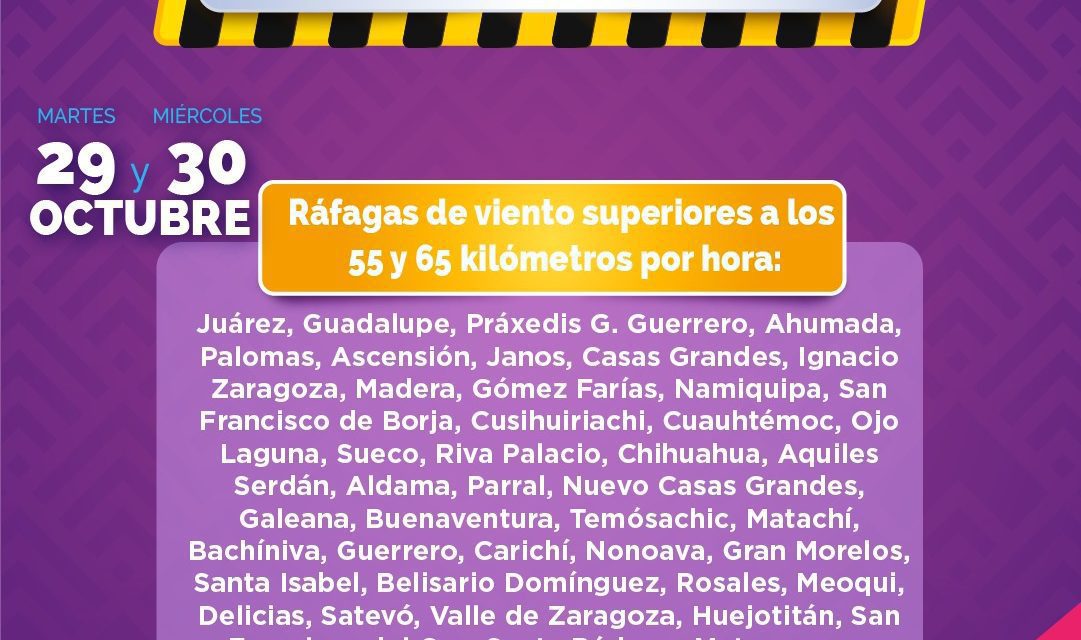 Mantiene CEPC alerta por pronóstico de vientos fuertes