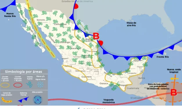 Emiten aviso preventivo por ingreso del frente frío número 4