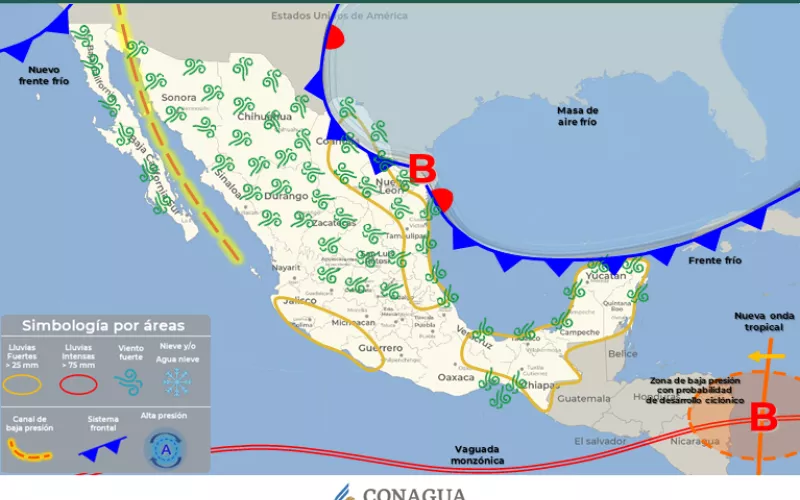 Emiten aviso preventivo por ingreso del frente frío número 4