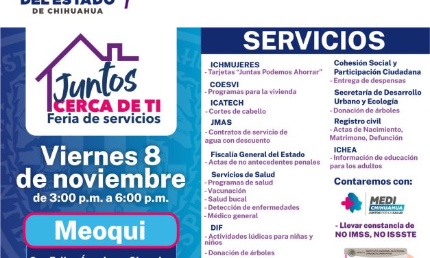 Beneficiarán a ciudadanía en Meoqui con la feria de servicios “Juntos Cerca de Ti”