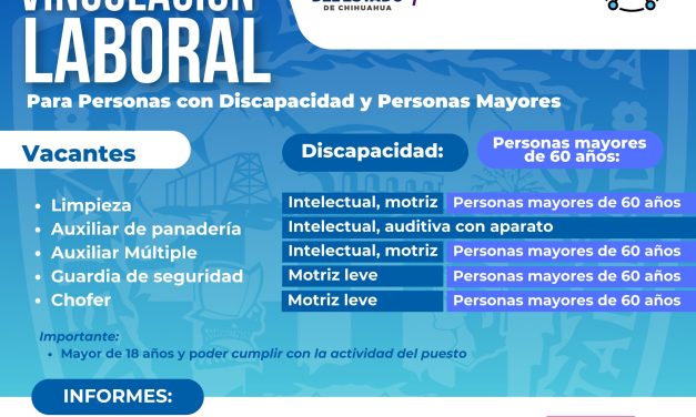Ofrecen nuevas vacantes para adultos mayores y personas con discapacidad