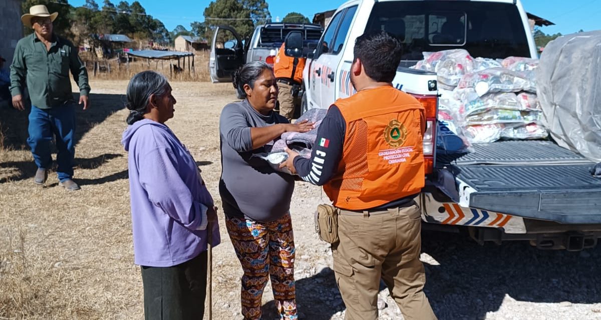 Reciben 180 familias de la Sierra Tarahumara apoyos emergentes tras primera Tormenta Invernal