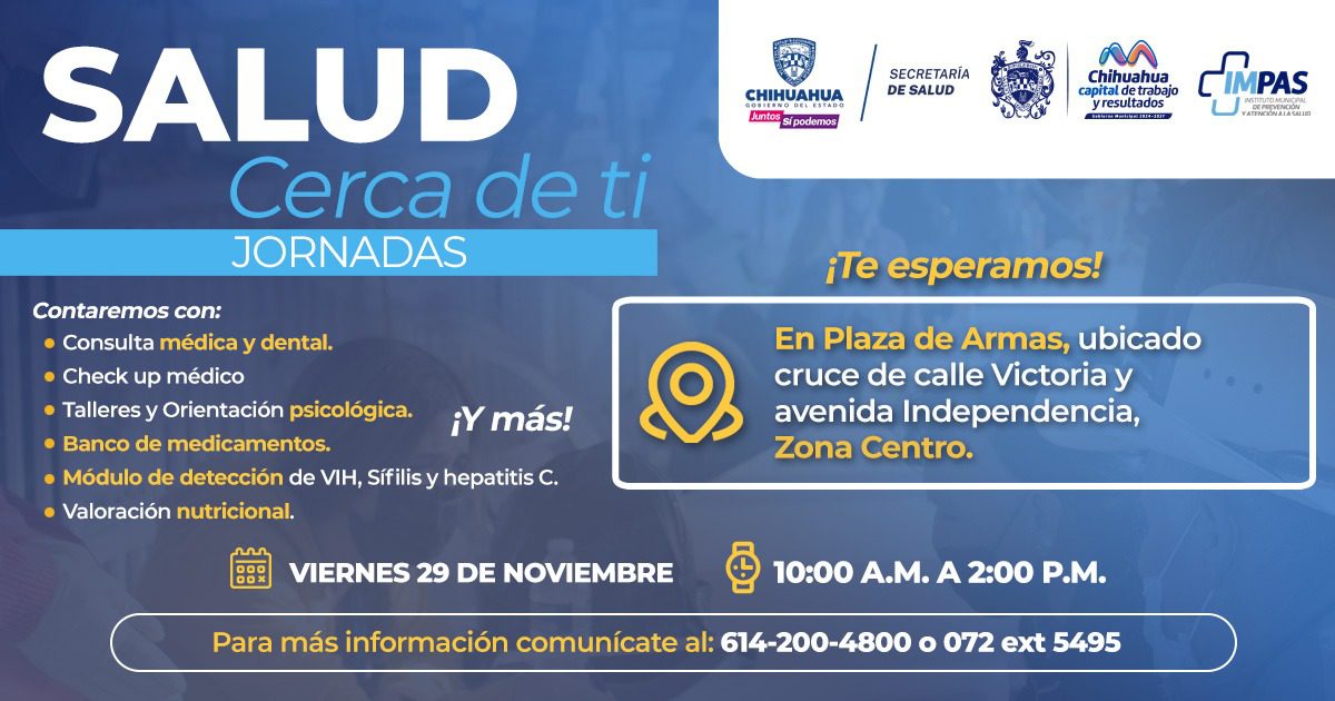 Hoy jornada “Salud Cerca de Ti” en Plaza de Armas