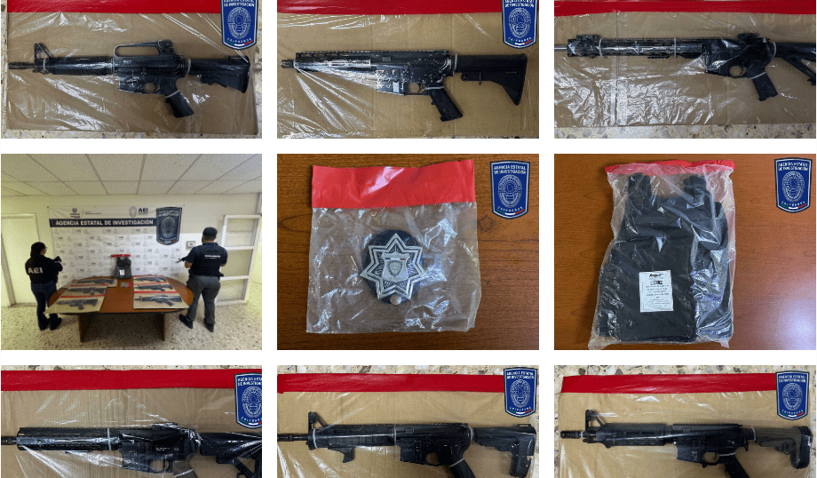 Operativo coordinado entre AEI y DSPM aseguró armas de fuego largas y equipo táctico