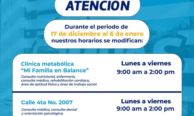 Anuncia IMPAS cambio de horario por temporada decembrina
