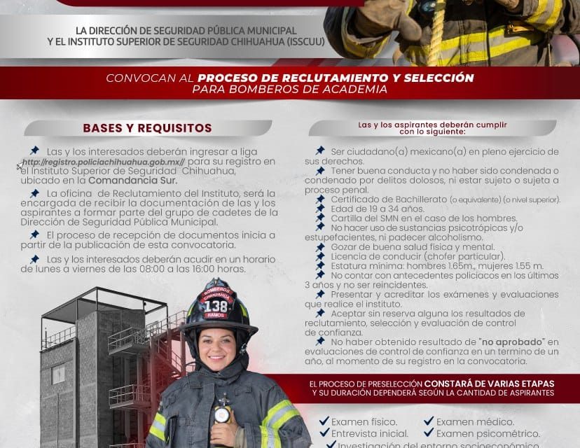 Invitan a formar parte de las filas del H. Cuerpo de Bomberos y Rescate de Chihuahua