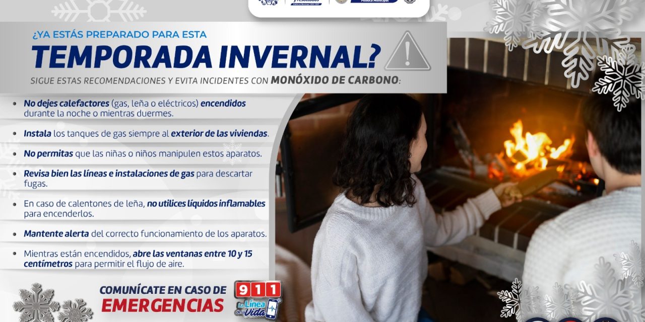 Exhortan mantener medidas de seguridad para evitar intoxicaciones por monóxido de carbono