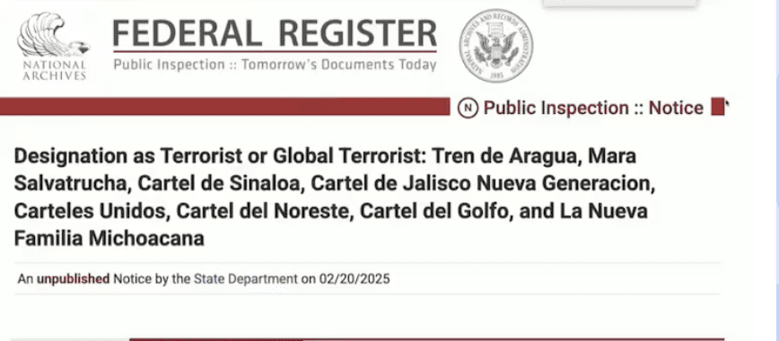 Declara EU terroristas a seis cárteles mexicanos