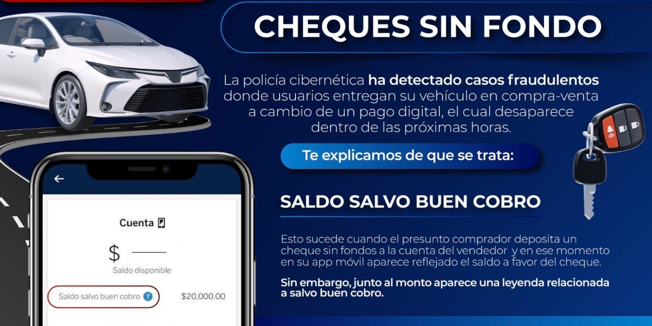 Alertan por estafas con “cheques sin fondo” en compra venta de autos
