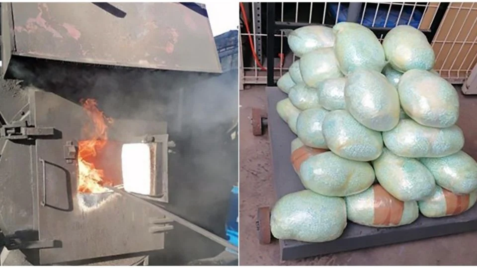 Incineran más de 2 millones de pastillas de fentanilo aseguradas en Baja California y Sonora