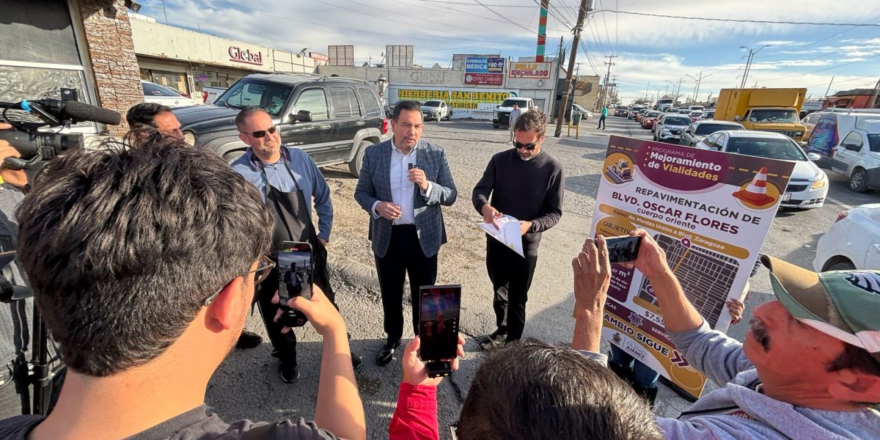 Realiza Alcalde entrega de repavimentación en bulevar Óscar Flores