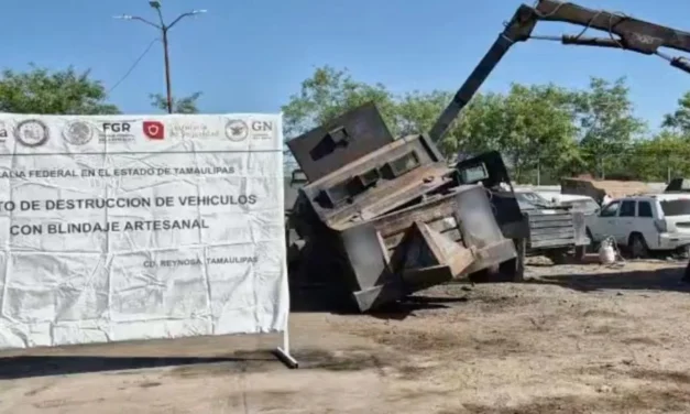 FGR destruye 32 vehículos «monstruo» de grupos criminales en Tamaulipas