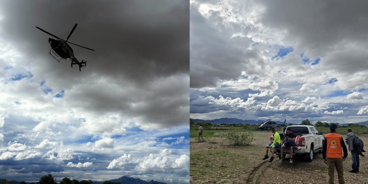 Coordina CEPC rescate aéreo tras fuertes lluvias en Aldama