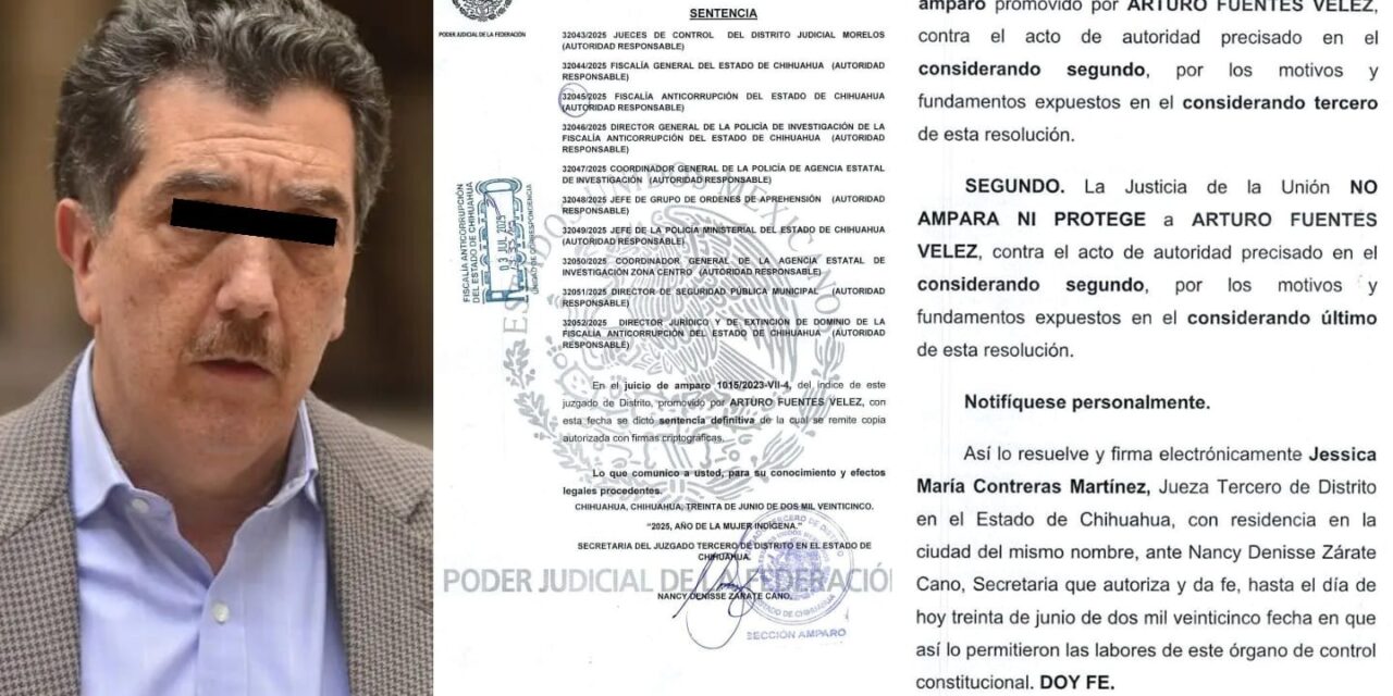 Niegan amparo a Fuentes Vélez