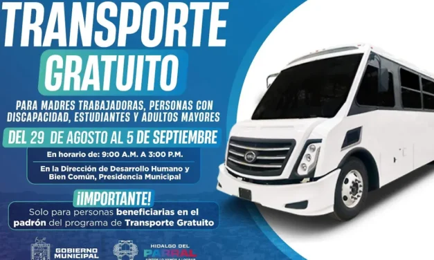Del 29 de agosto al 5 de septiembre fechas para entrega de boletos de transporte gratuito