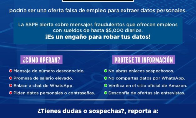 Emite SSPE alerta por fraude que suplanta ofertas de empleo de Amazon
