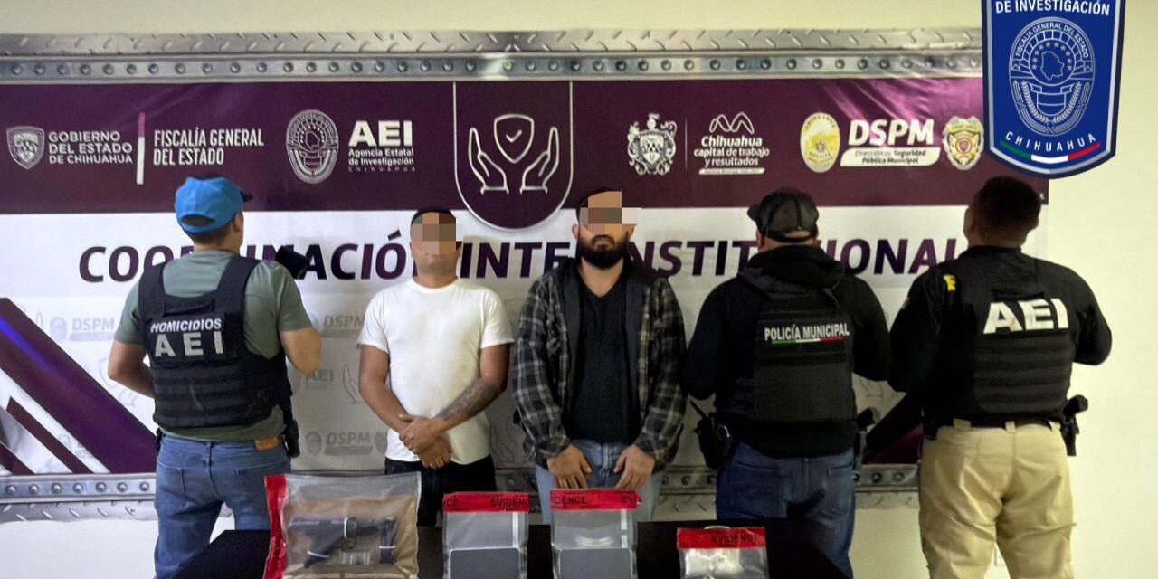 Detienen en flagrancia AEI y DSPM a 2 masculinos en posesión de narcóticos y arma de fuego